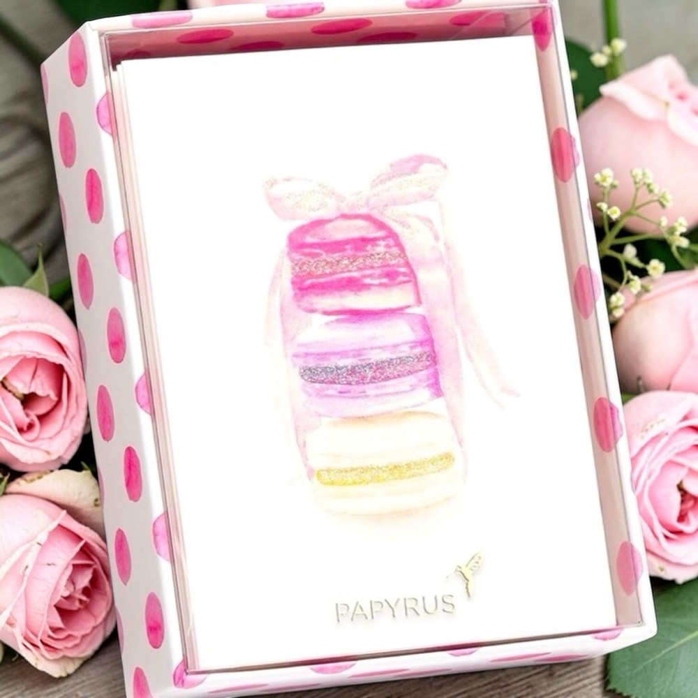 Papyrus Blank cards Macarons 14 count stationary set